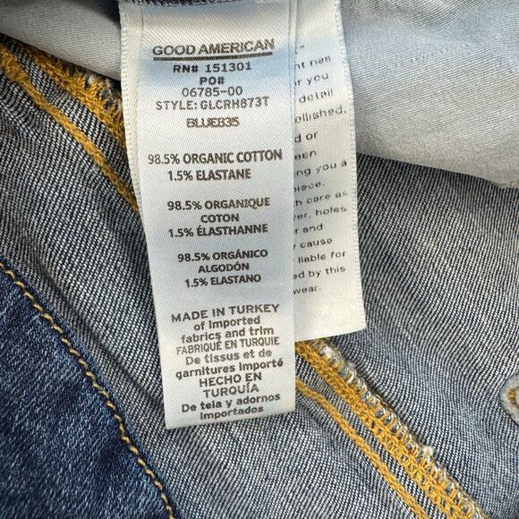 Good American Good Legs size 10 / 30 dark wash GLCRH873T Raw hem skinny ankle - Picture 9 of 9